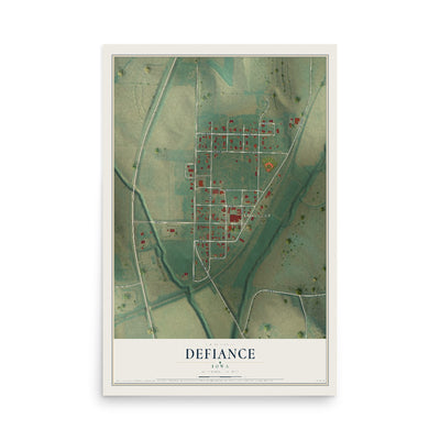 Map of Defiance, Iowa, 12 x 18 inch unframed archival matte print