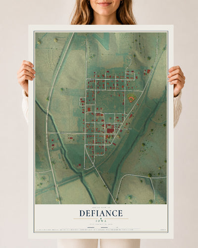 Map of Defiance, Iowa, 24 x 36 inch unframed archival matte print