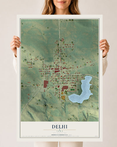 Map of Delhi, Iowa, 24 x 36 inch unframed archival matte print