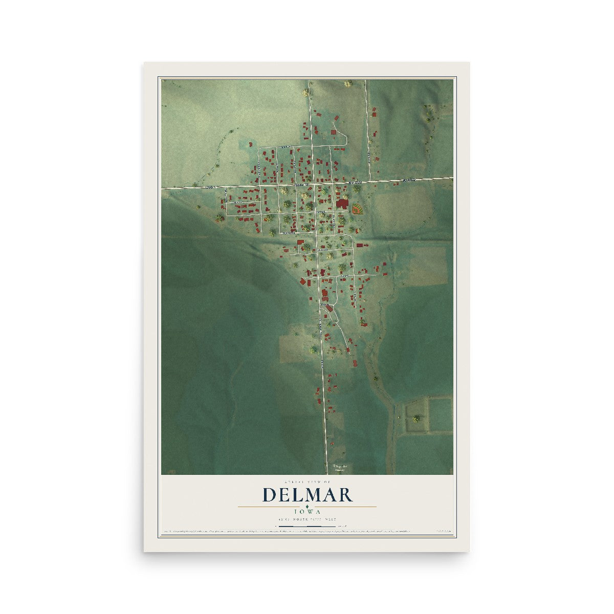 Map of Delmar, Iowa, 12 x 18 inch unframed archival matte print