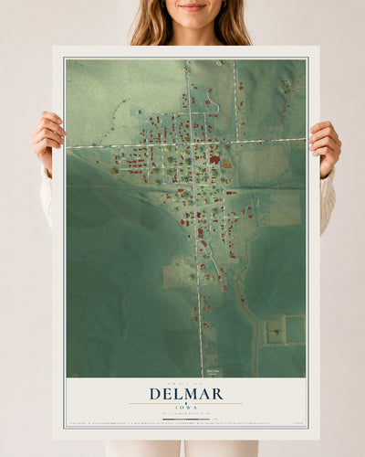 Map of Delmar, Iowa, 24 x 36 inch unframed archival matte print