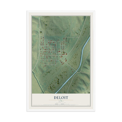 Map of Deloit, Iowa, 12 x 18 inch print in a white wood frame