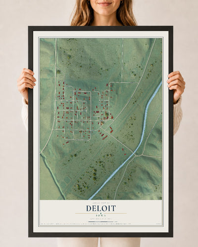 Map of Deloit, Iowa, 24 x 36 inch print in a black wood frame