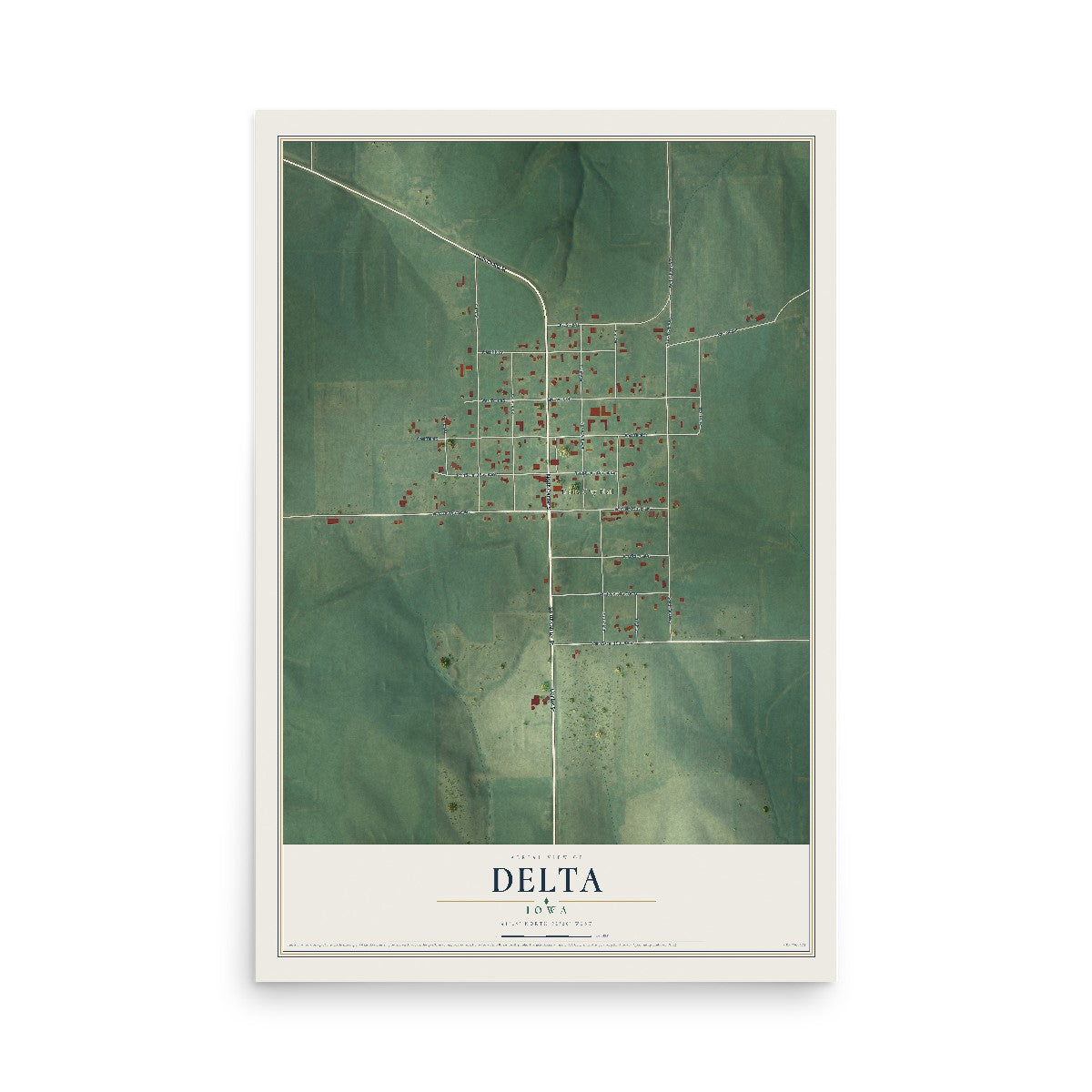 Map of Delta, Iowa, 12 x 18 inch unframed archival matte print