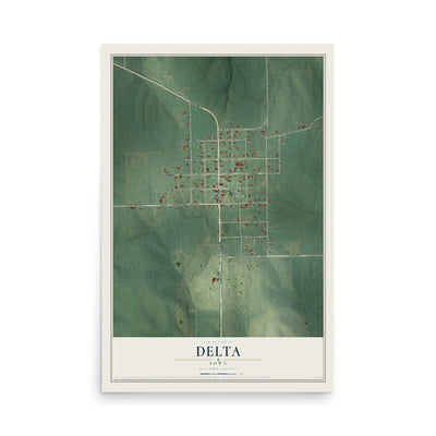 Map of Delta, Iowa, 12 x 18 inch unframed archival matte print