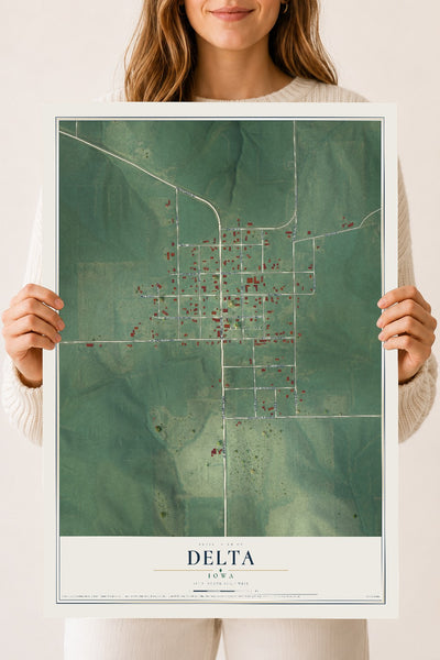 Map of Delta, Iowa, 18 x 24 inch unframed archival matte print