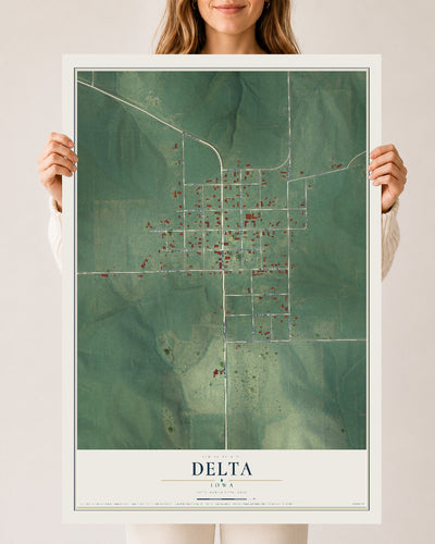 Map of Delta, Iowa, 24 x 36 inch unframed archival matte print