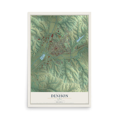 Map of Denison, Iowa, 12 x 18 inch unframed archival matte print