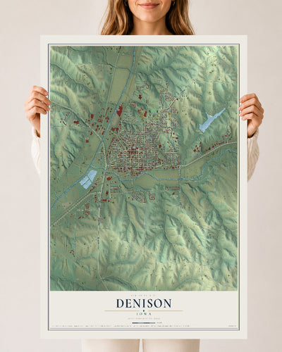 Map of Denison, Iowa, 24 x 36 inch unframed archival matte print