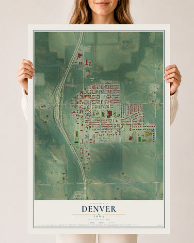Map of Denver, Iowa, 24 x 36 inch unframed archival matte print