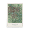 Map of Des Moines, Iowa, 12 x 18 inch unframed archival matte print