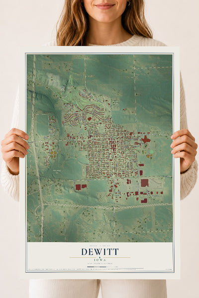 Map of DeWitt, Iowa, 18 x 24 inch unframed archival matte print