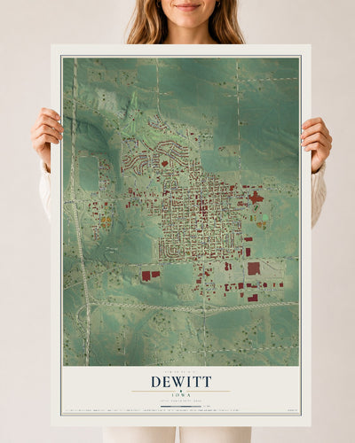 Map of DeWitt, Iowa, 24 x 36 inch unframed archival matte print