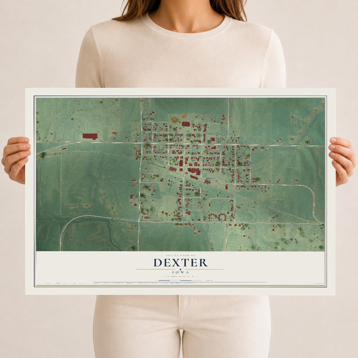 Map of Dexter, Iowa, 12 x 18 inch unframed archival matte print