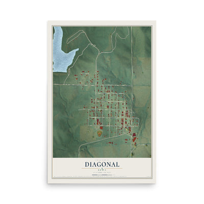 Map of Diagonal, Iowa, 12 x 18 inch unframed archival matte print