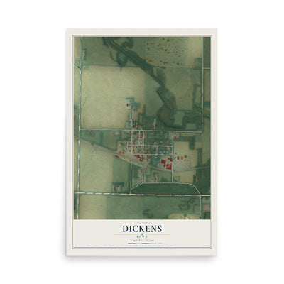 Map of Dickens, Iowa, 12 x 18 inch unframed archival matte print
