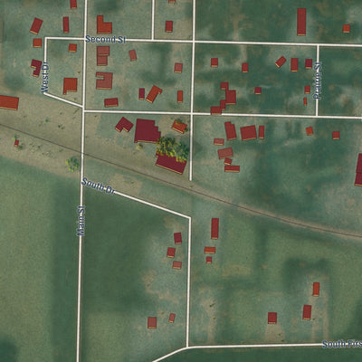Close-up of the map of Dickens, Iowa print showing street and building detail