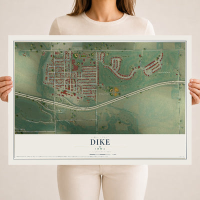 Map of Dike, Iowa, 18 x 24 inch unframed archival matte print