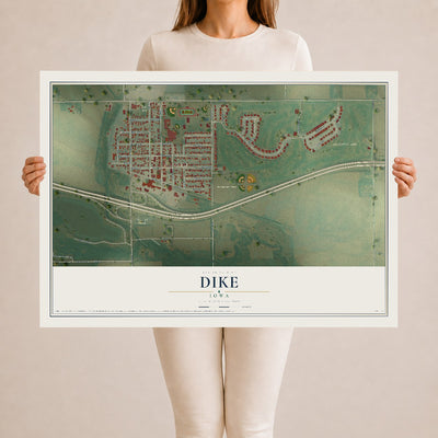 Map of Dike, Iowa, 24 x 36 inch unframed archival matte print