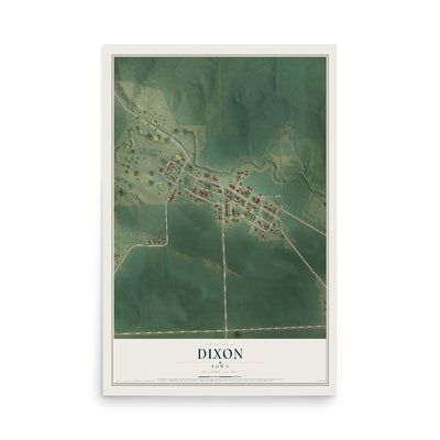 Map of Dixon, Iowa, 12 x 18 inch unframed archival matte print