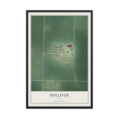 Map of Dolliver, Iowa, 12 x 18 inch print in a black wood frame