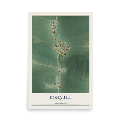 Map of Donahue, Iowa, 12 x 18 inch unframed archival matte print