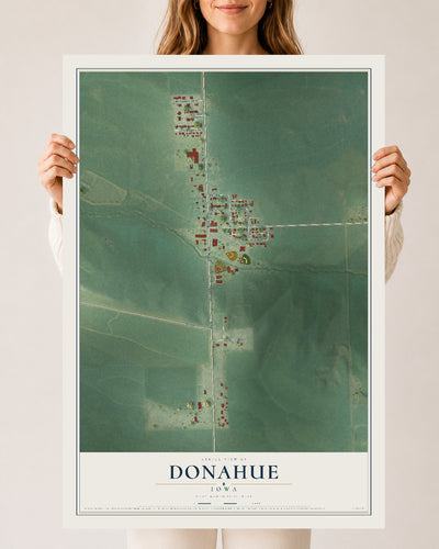 Map of Donahue, Iowa, 24 x 36 inch unframed archival matte print