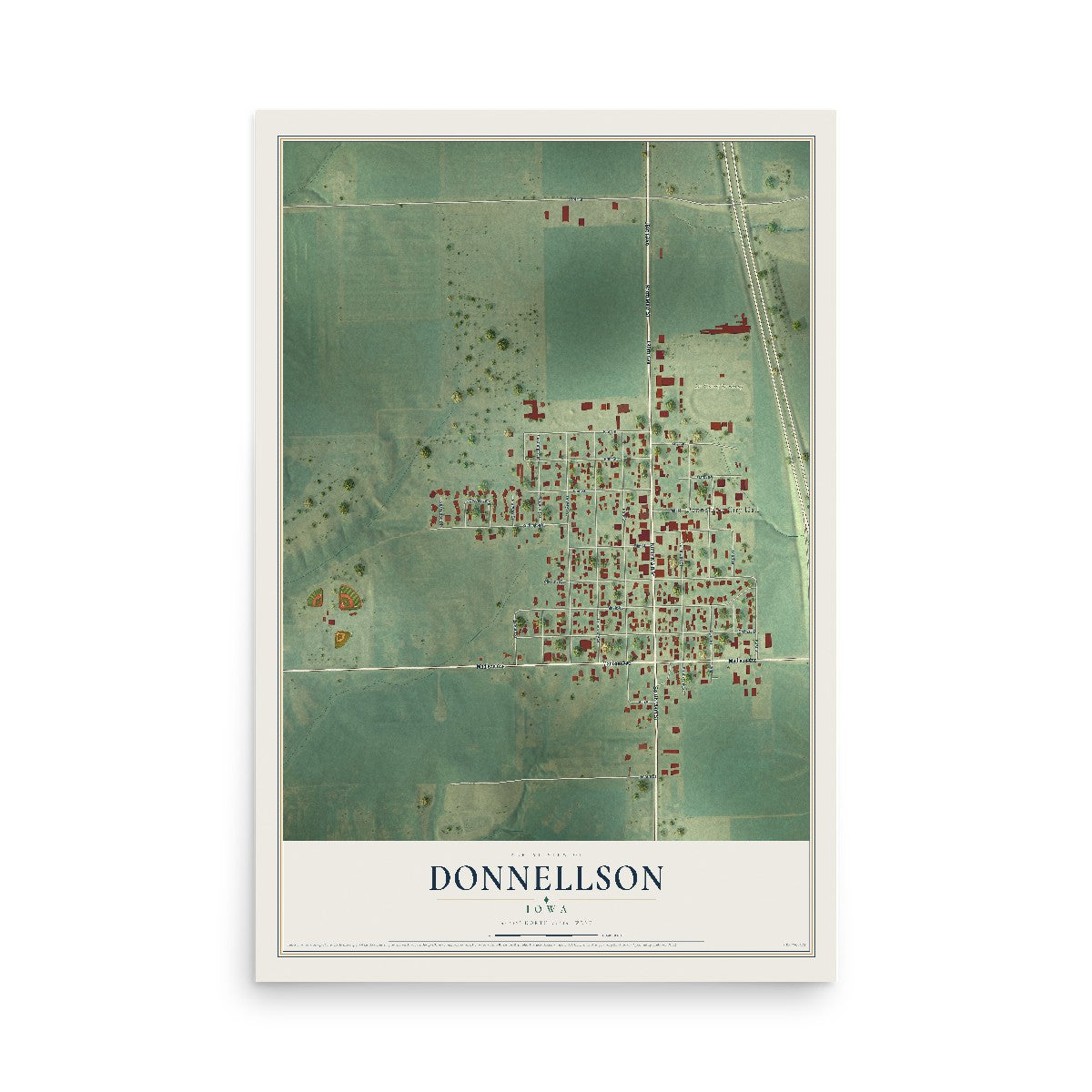 Map of Donnellson, Iowa, 12 x 18 inch unframed archival matte print
