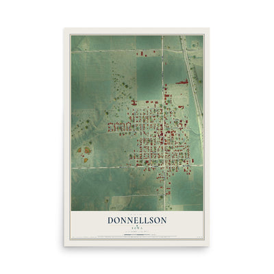 Map of Donnellson, Iowa, 12 x 18 inch unframed archival matte print