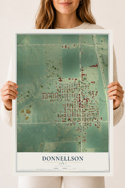 Map of Donnellson, Iowa, 18 x 24 inch unframed archival matte print