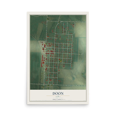 Map of Doon, Iowa, 12 x 18 inch unframed archival matte print
