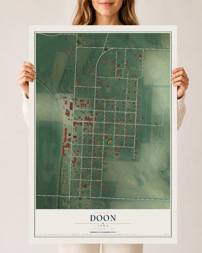 Map of Doon, Iowa, 24 x 36 inch unframed archival matte print