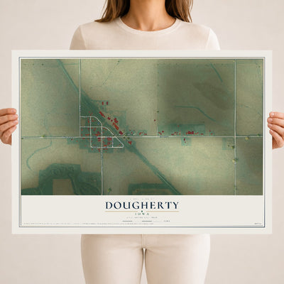 Map of Dougherty, Iowa, 18 x 24 inch unframed archival matte print