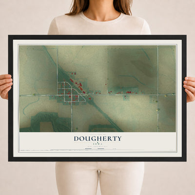 Map of Dougherty, Iowa, 18 x 24 inch print in a black wood frame