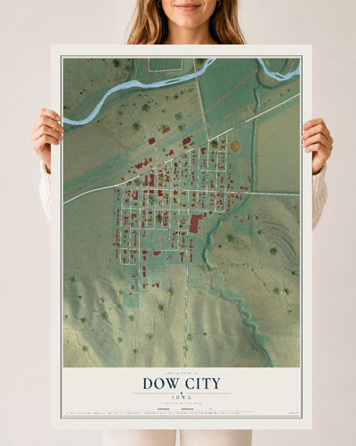 Map of Dow City, Iowa, 24 x 36 inch unframed archival matte print