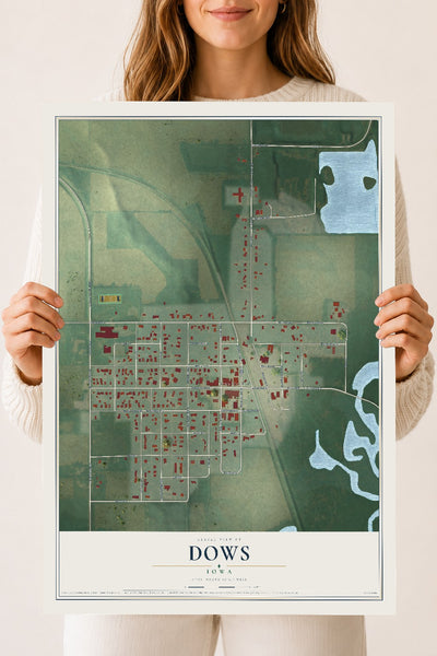 Map of Dows, Iowa, 18 x 24 inch unframed archival matte print