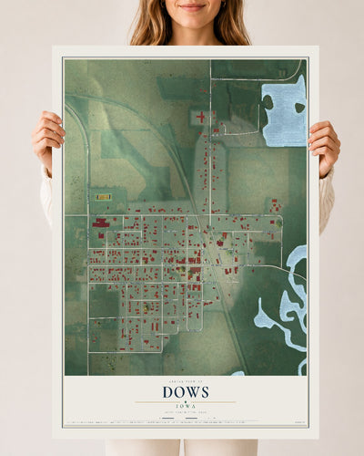 Map of Dows, Iowa, 24 x 36 inch unframed archival matte print