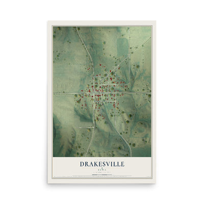 Map of Drakesville, Iowa, 12 x 18 inch unframed archival matte print