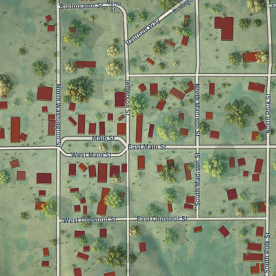 Close-up of the map of Drakesville, Iowa print showing street and building detail