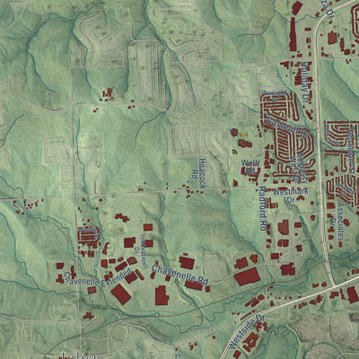 Second close-up of the map of Dubuque, Iowa print showing more streets and buildings