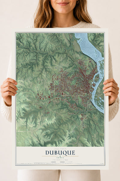 Map of Dubuque, Iowa, 18 x 24 inch unframed archival matte print
