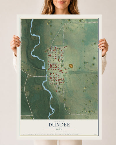 Map of Dundee, Iowa, 24 x 36 inch unframed archival matte print