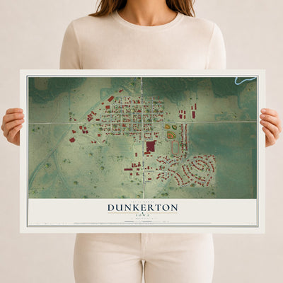 Map of Dunkerton, Iowa, 12 x 18 inch unframed archival matte print