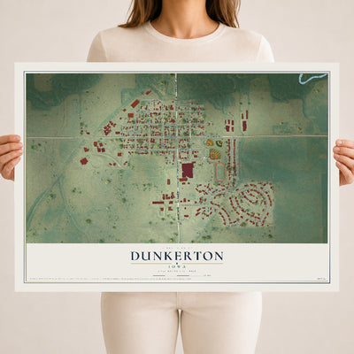 Map of Dunkerton, Iowa, 18 x 24 inch unframed archival matte print