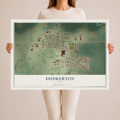 Map of Dunkerton, Iowa, 24 x 36 inch unframed archival matte print