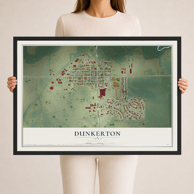 Map of Dunkerton, Iowa, 24 x 36 inch print in a black wood frame