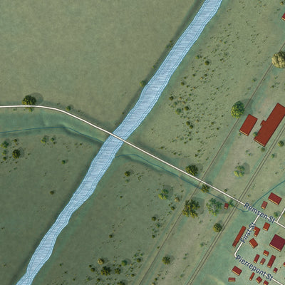 Second close-up of the map of Dunlap, Iowa print showing more streets and buildings