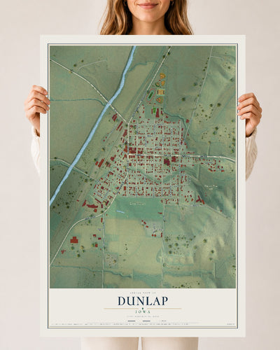 Map of Dunlap, Iowa, 24 x 36 inch unframed archival matte print