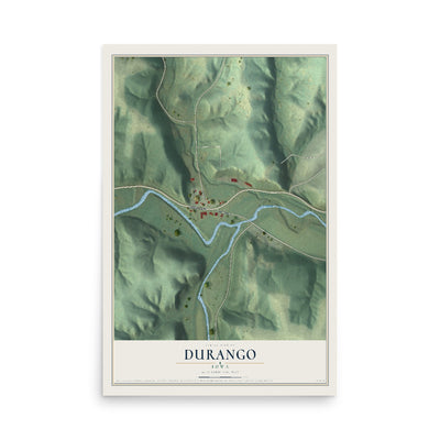 Map of Durango, Iowa, 12 x 18 inch unframed archival matte print