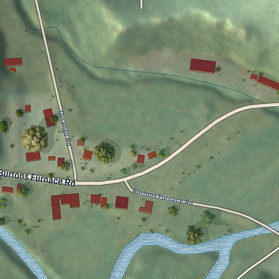 Close-up of the map of Durango, Iowa print showing street and building detail